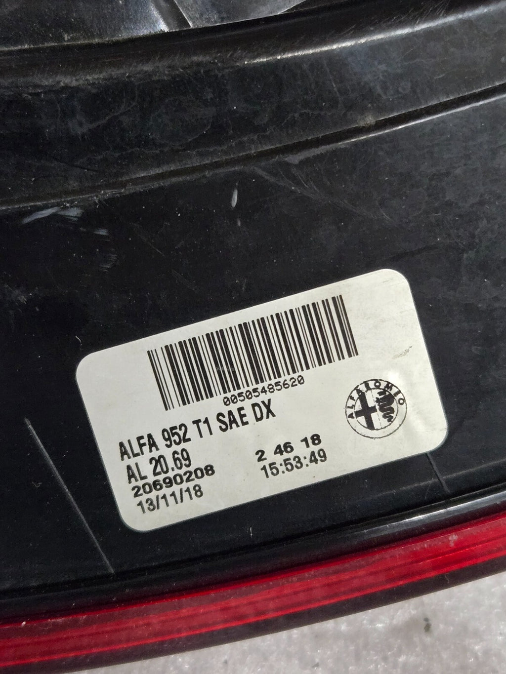 2017-2023 Alfa Romeo Giulia Right RH Passenger Rear Tail Light OEM 20690208