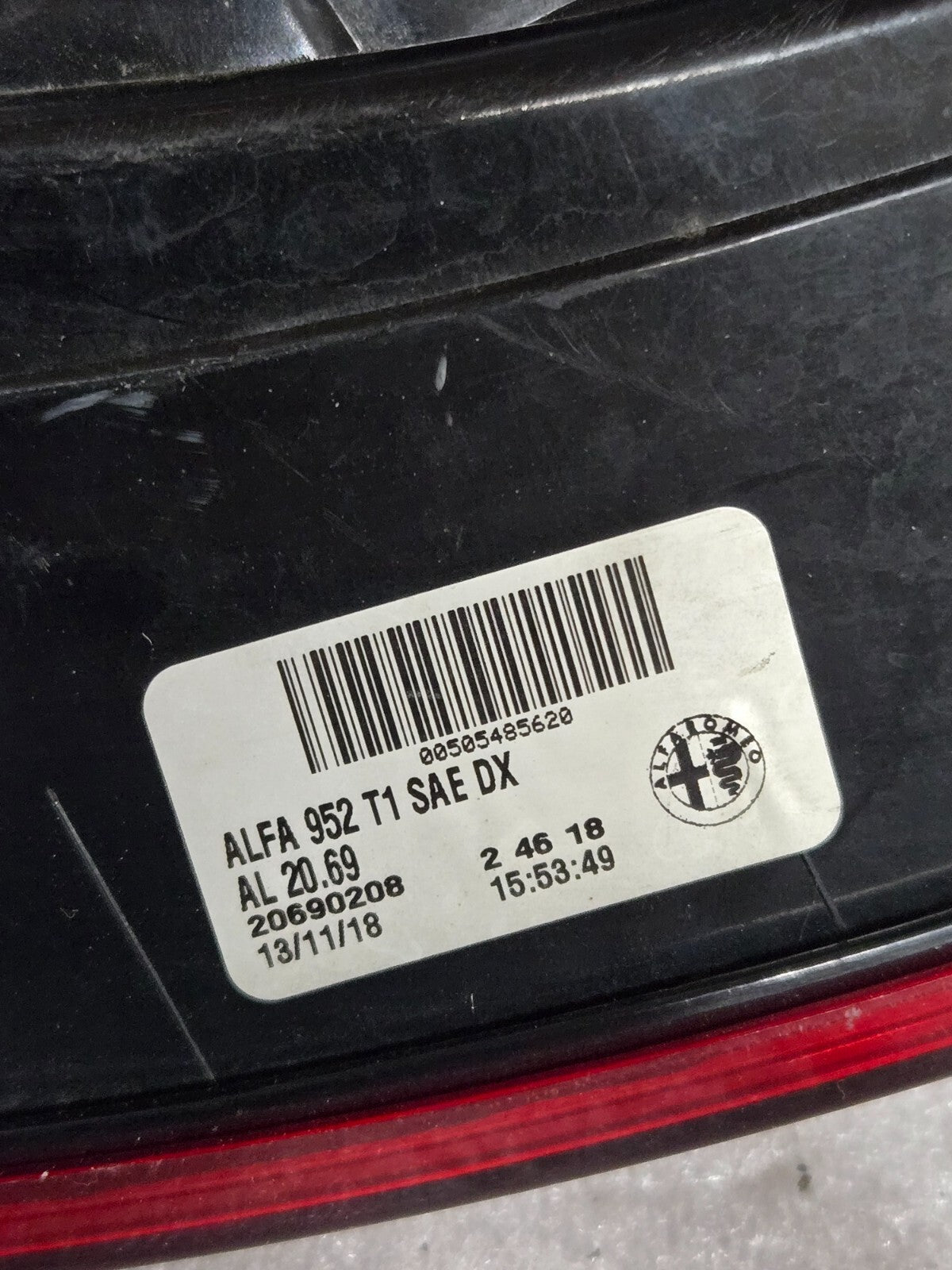 2017-2023 Alfa Romeo Giulia Right RH Passenger Rear Tail Light OEM 20690208
