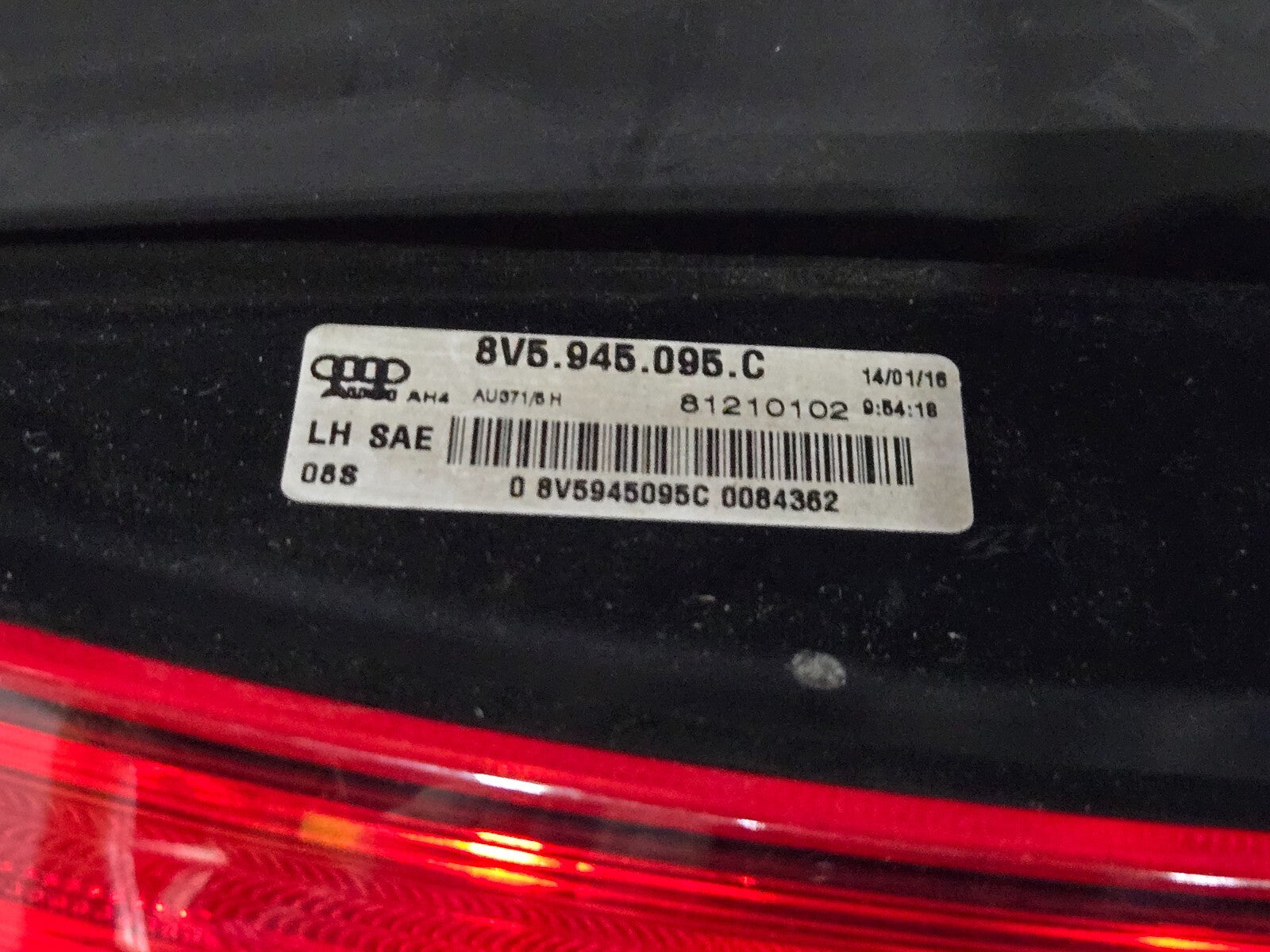 2015-2016 Audi A3 S3 RS3 Quarter-Mounted Tail Light Left Driver 8V5945095C OEM