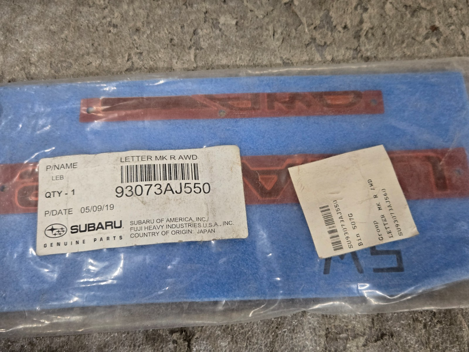Genuine Subaru Nameplate Emblem Logo AWD 93073AJ550 NEW OEM
