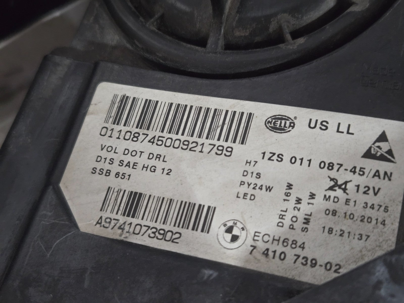 2014-2016 BMW 5-SERIES F10 528I 535I 550I M5 LEFT LH HEADLIGHT COMPLETE OEM