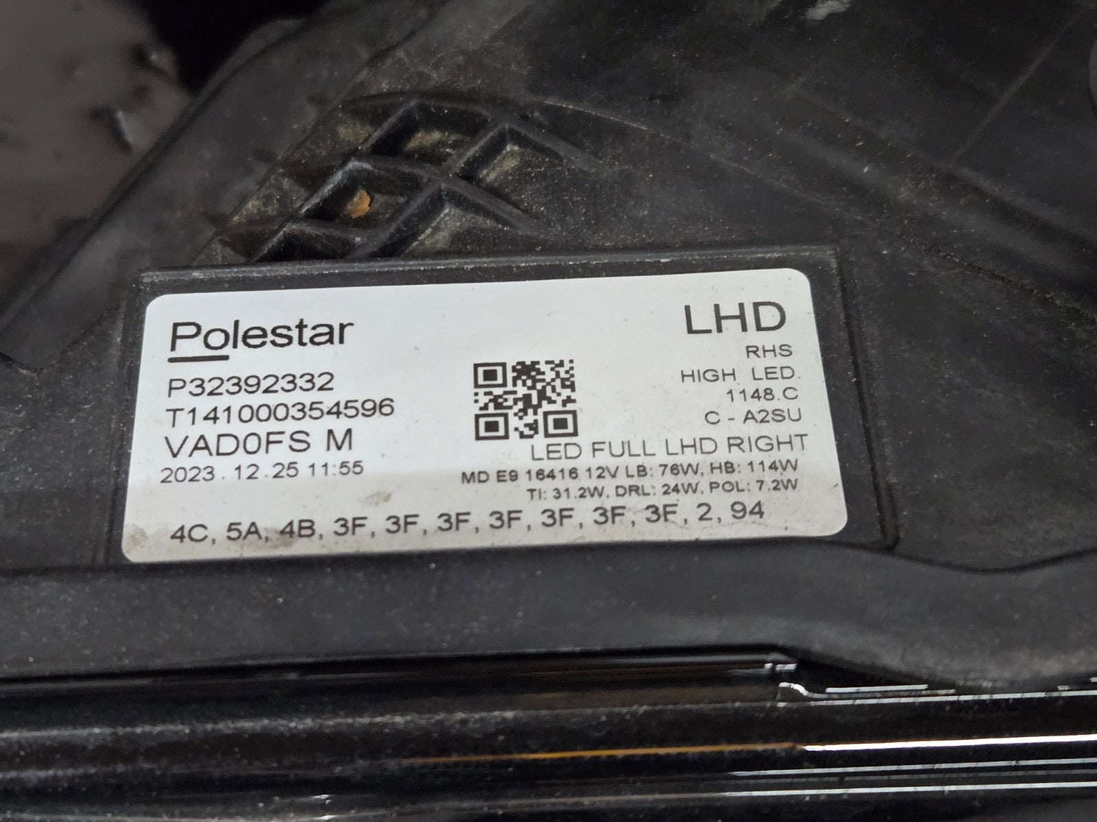 2023-2025 Polestar 2 Right RH Passenger Side LED Headlight OEM P32392332