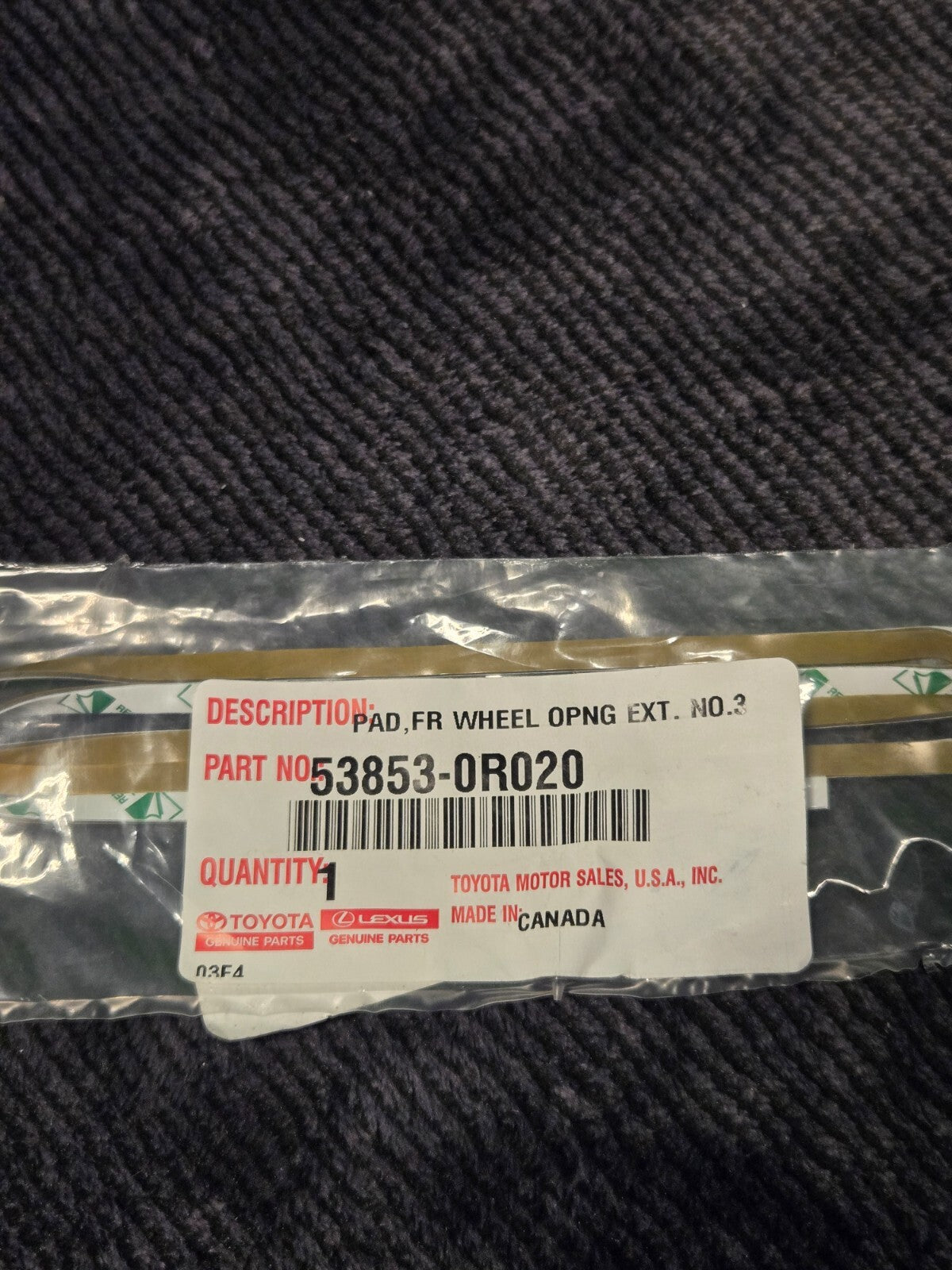 Genuine Toyota Wheel Opening Molding Pad 53853-0R020 OEM