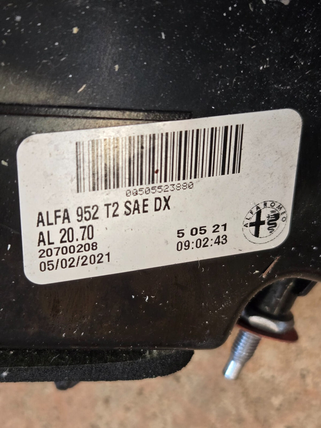 2017-2021 Alfa Romeo Giulia Passenger Right Tail light INNER TRUNK 20700208 OEM