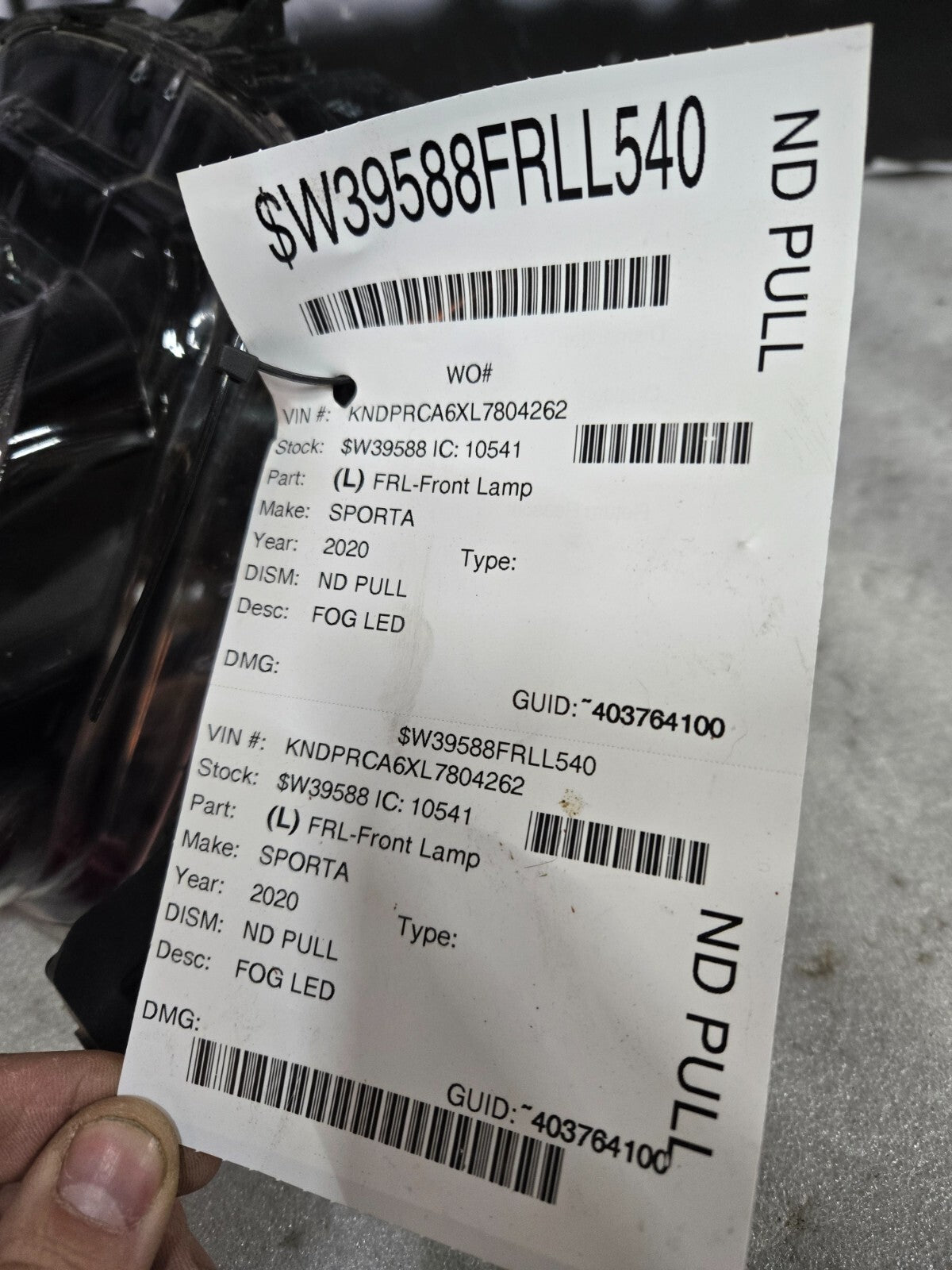 2020 2021 Kia Sportage Left LED Daytime DRL Running Fog Light 92201-D9610 OEM