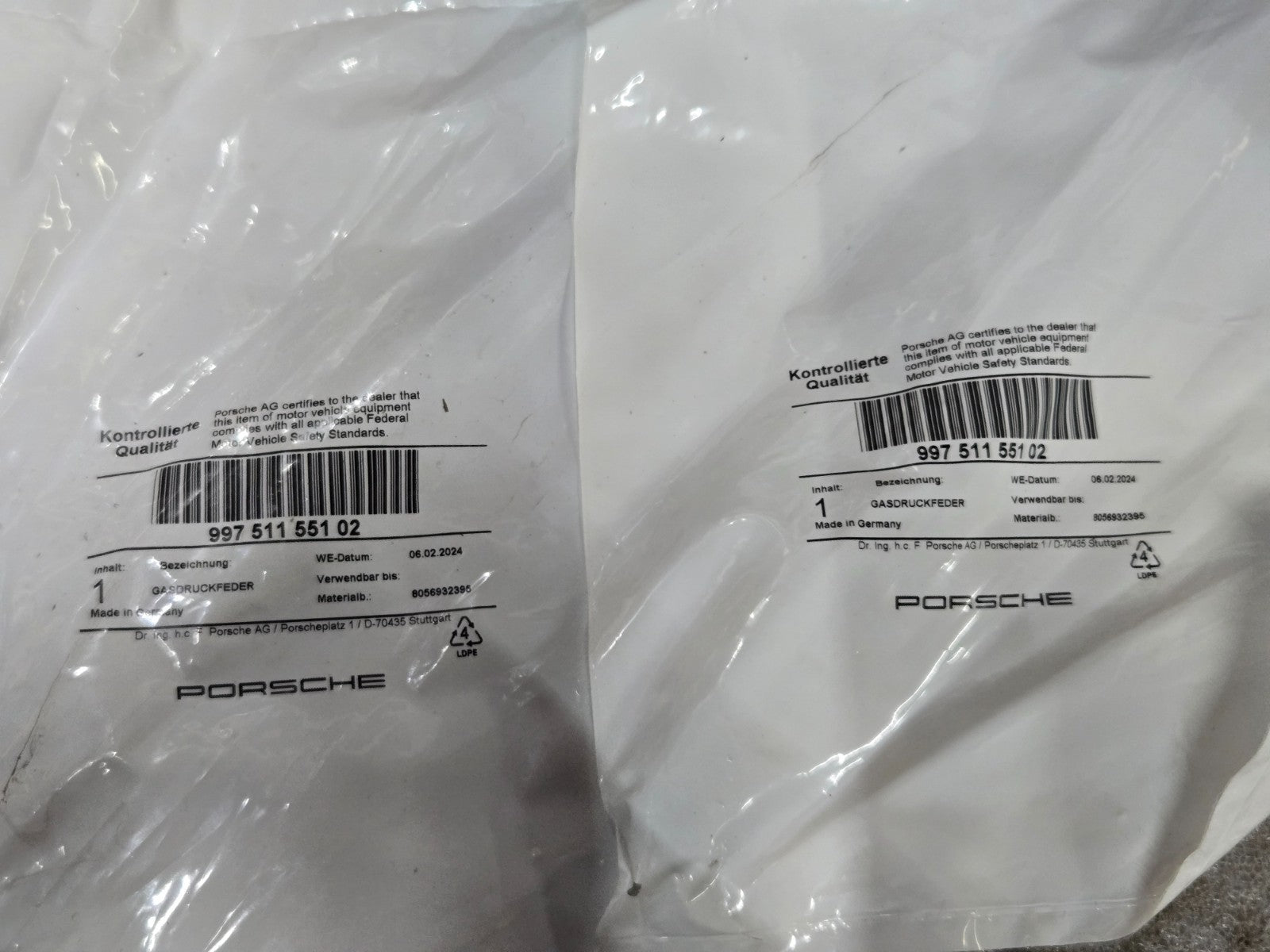 2005-2012 Porsche 911 997 987 Boxster Cayman Front Hood Shock OEM 2X
