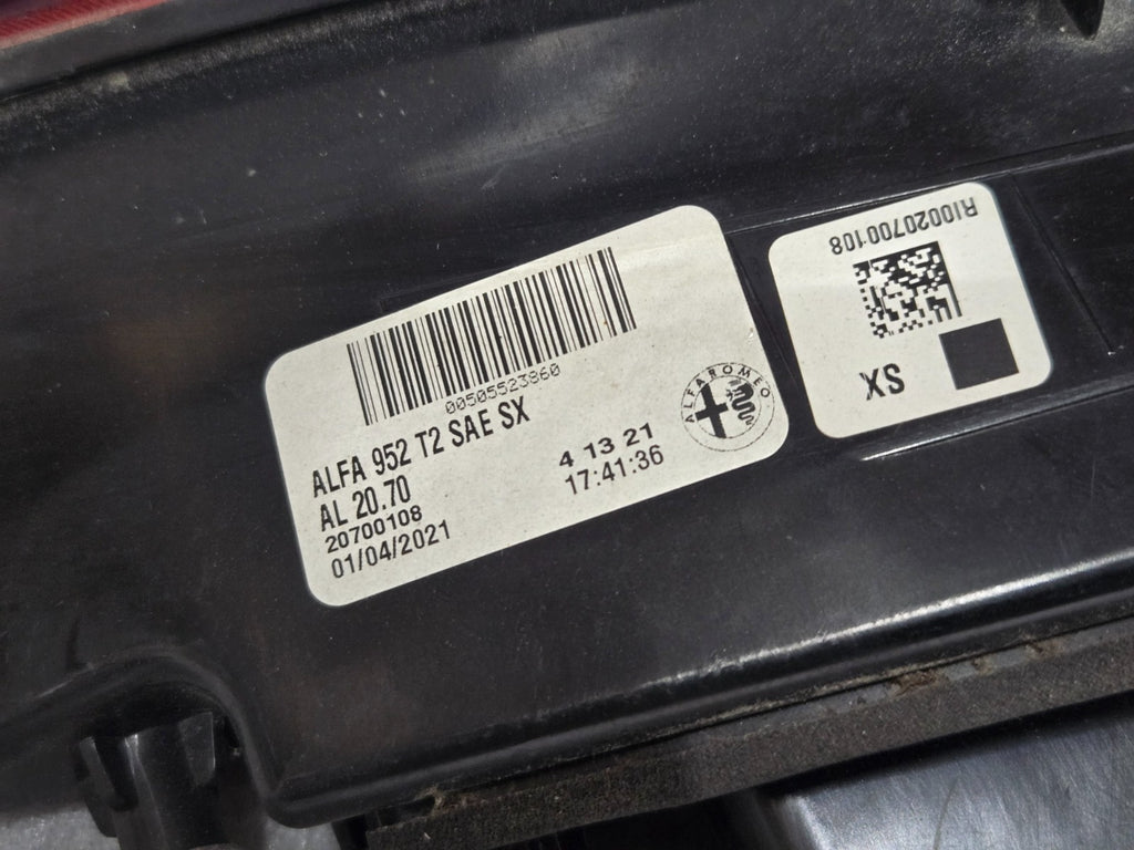 2017 - 2022 Alfa Romeo Giulia Rear Left Side Inner Tail Light Lamp OEM 20700108
