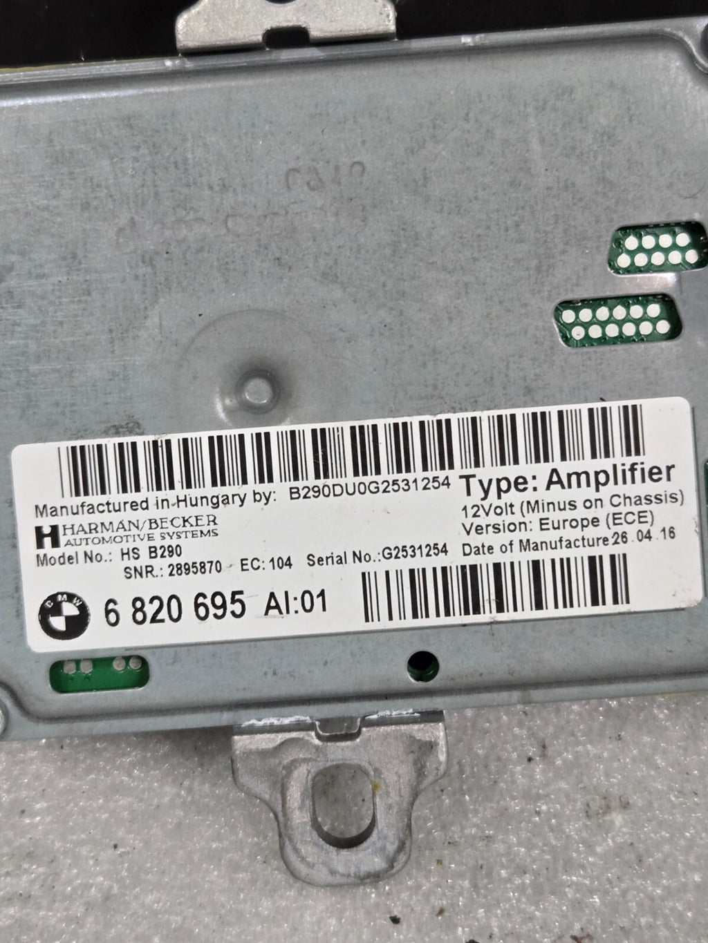 2016-2020 BMW M4 OEM HARMAN BECKER PREMIUM ACTIVE SOUND AMP AMPLIFIER 6820695