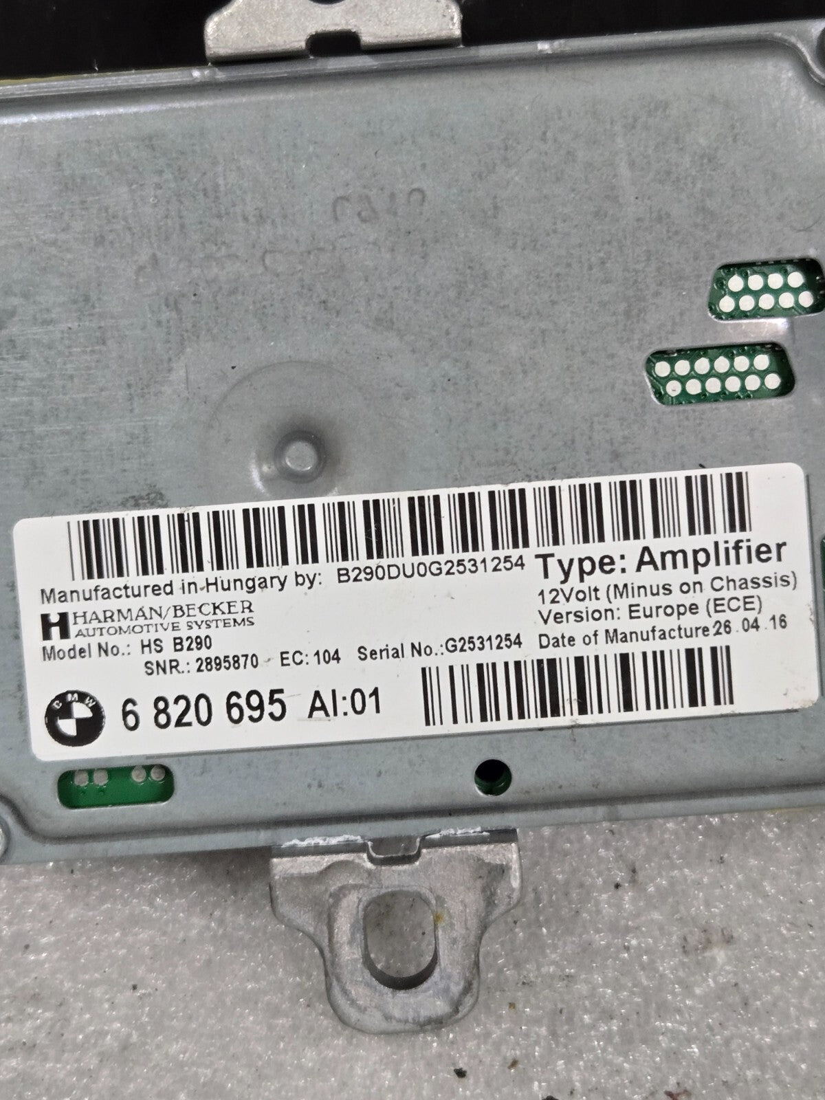 2016-2020 BMW M4 OEM HARMAN BECKER PREMIUM ACTIVE SOUND AMP AMPLIFIER 6820695
