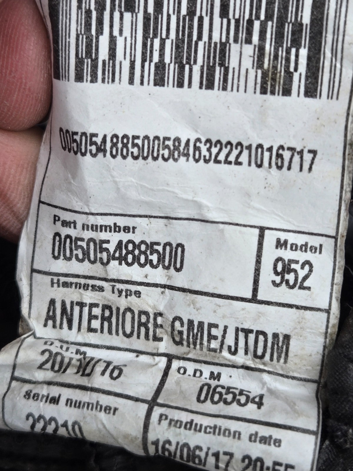 Alfa Romeo Stelvio Wiring Harness Assembly OEM 00505488500